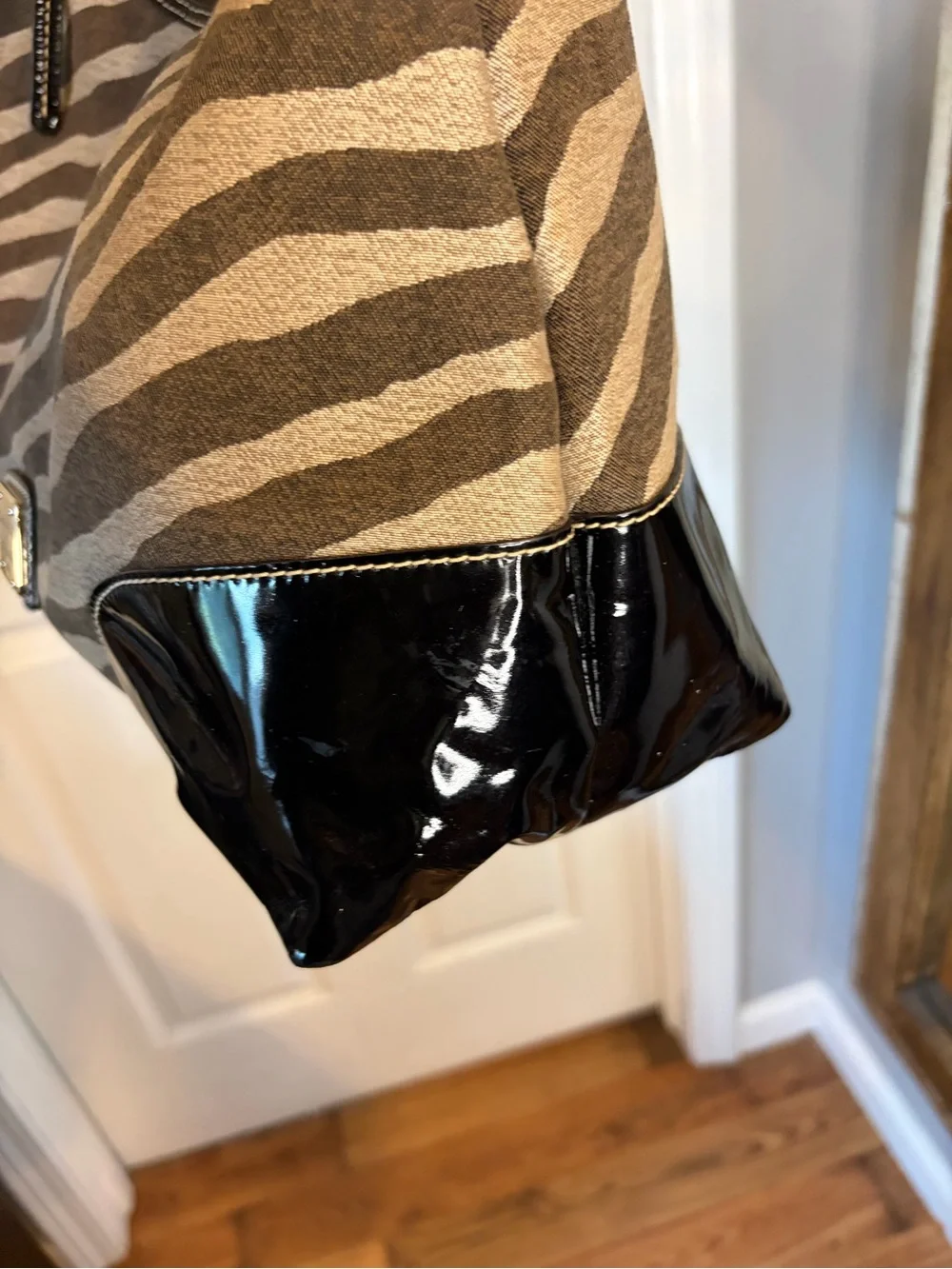 Dooney & Bourke Zebra Print Patent Hobo Bag Y2K